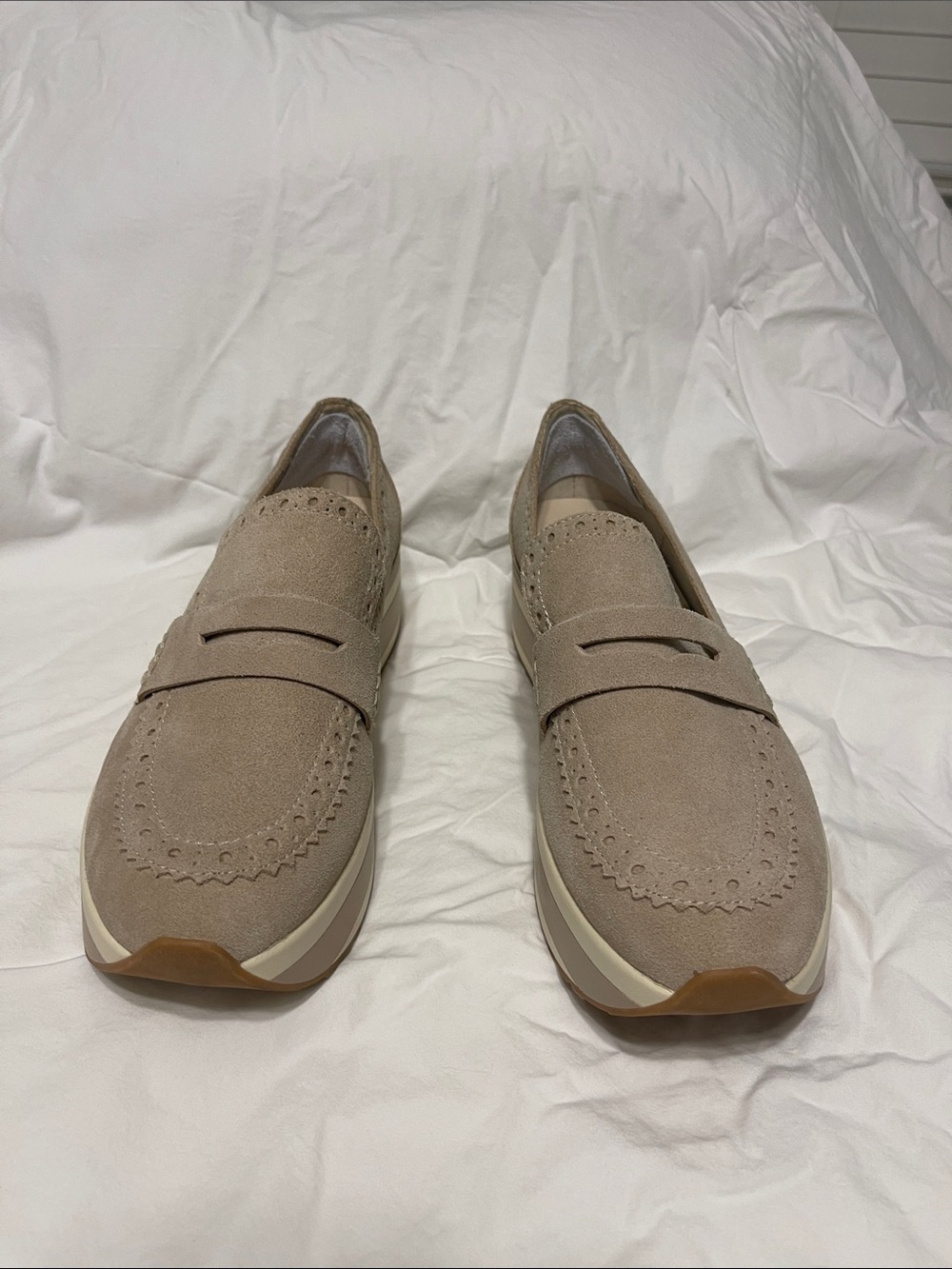 Beige Dolce Vita stacked loafers, never worn outside